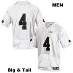 Notre Dame Fighting Irish Men's Kevin Austin Jr. #4 White Under Armour No Name Authentic Stitched Big & Tall College NCAA Football Jersey ZGD8499YI